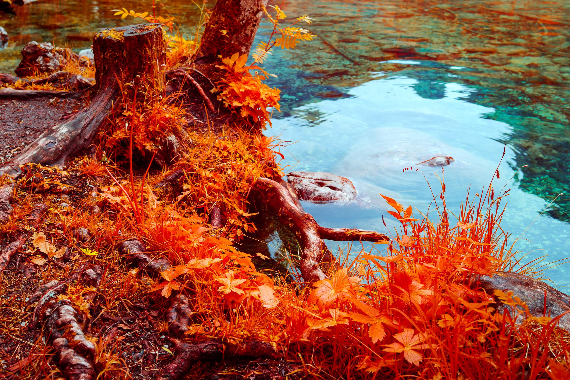 Berchtesgadener Alpen - der Hintersee in Ramsau - Blid klicken zum vergrößern.