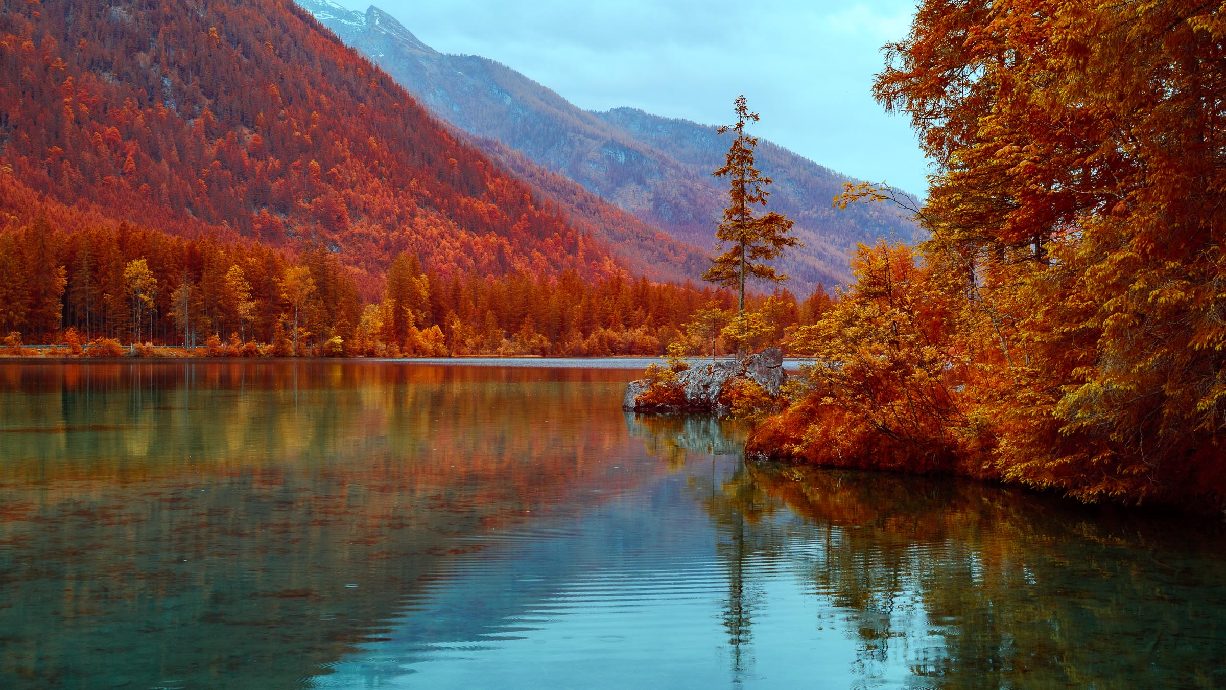 Berchtesgadener Alpen - der Hintersee in Ramsau - Blid klicken zum vergrößern.